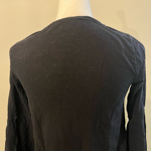 Three Dots Black Long Sleeve V-Neck 3/4 Bell Sleeve Top Size XS - Picture 5 of 12